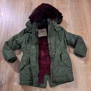 Abercrombie & Fitch Kid's Olive Green Hooded Puffer Jacket Girl's Size 5/6